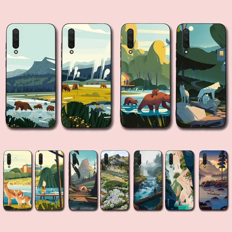 

Mountain Landscape Painting Phone Case For Xiaomi Mi 5X 8 9 10 11 12 lite pro 10T PocoX3pro PocoM3 Note 10 pro lite