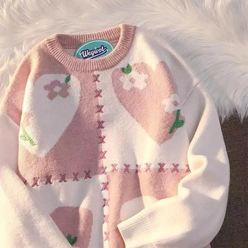 Новый корейский милый мультяшный вязаный свитер зимний y2k Харадзюку японский