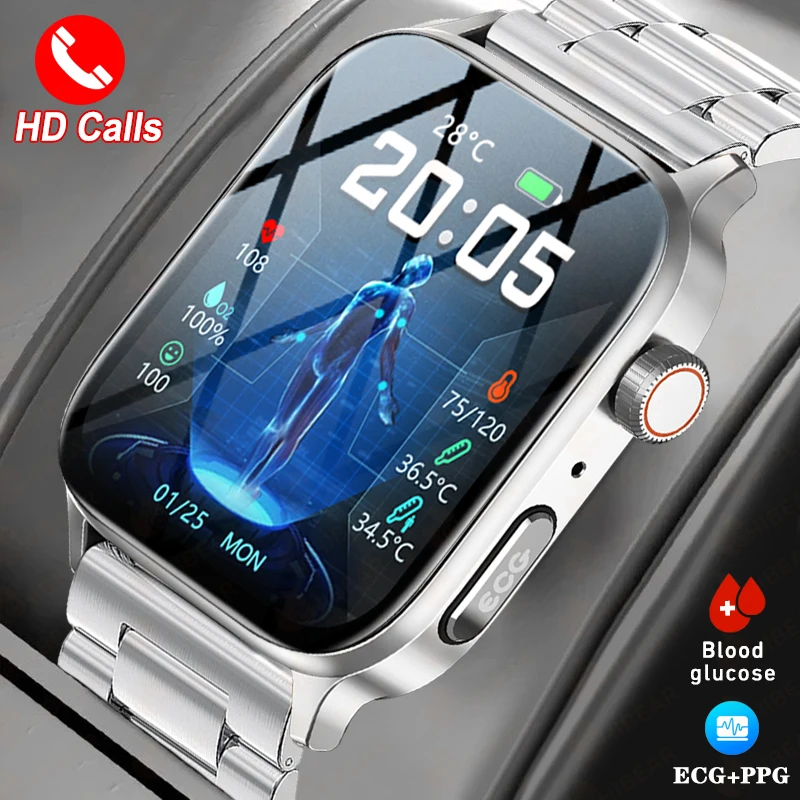 

Новинка 2023, умные часы с Bluetooth, фитнес-трекер, глюкометр, термометр, часы для здоровья, ЭКГ + ФПГ, умные часы для мужчин