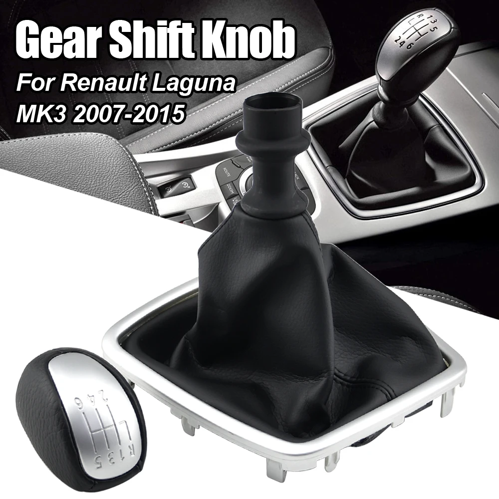 

6 Speed Car Gear Shift Knob Gaiter Boot Cover Lever Shifter Handle Stick Boot Gaitor for Renault Laguna III Mk3 2007-2015