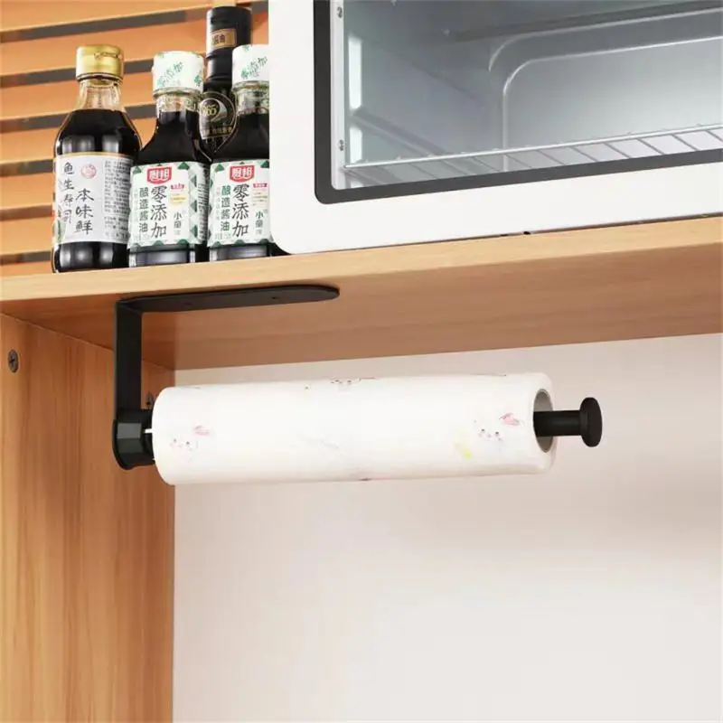 

2023American-style Paper Towel Rod, Stainless Steel With Damping Effect, Single-handed Operation, Black Kitchen Paper Roll Rack