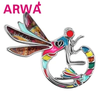 arwa enamel alloy floral round flying dragonfly brooches pin gifts insects fashion jewelry for women teens girls accessories