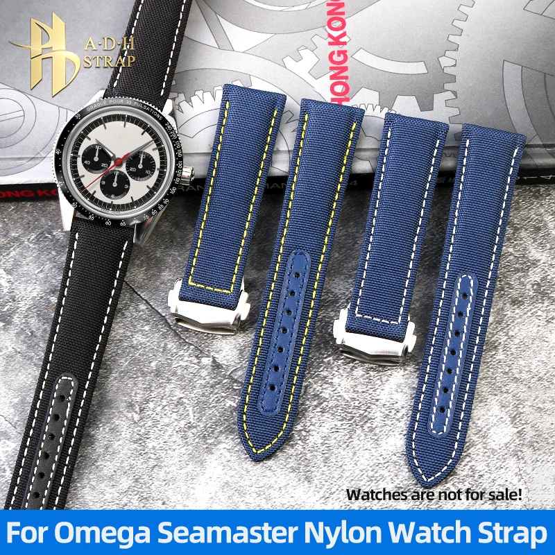 Waterproof and Sweat-proof Nylon Strap For Omega New Seamaster  Speedmaster AT150 Watch Band 19mm 20mm Folding Buckle Style Men