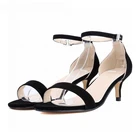 Босоножки женские свадебные с ремешком на щиколотке, удобные туфли с открытым носком, высокий каблук, красные, синие, черные, большие размеры, F0033, на лето