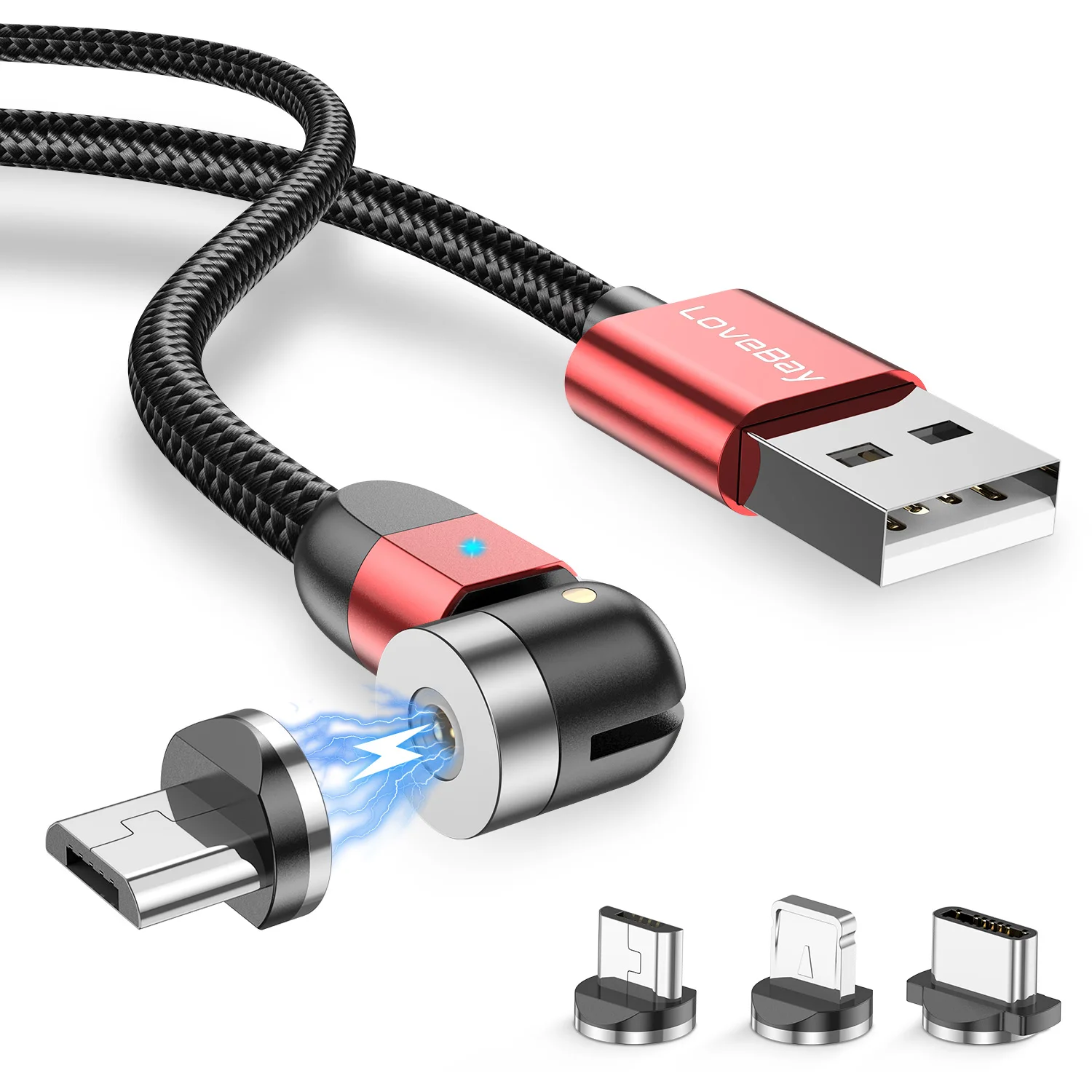 

540 Rotate Magnetic Phone Cable Micro USB Type C Charger Magnet Charger Micro Cable Mobile Phone USB Cord