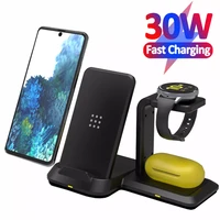 30w 3 in 1 wireless charger station for iphone 12 13 iwatch 7 airpods pro samsung s22 s21 watch 4 auds fast chargers