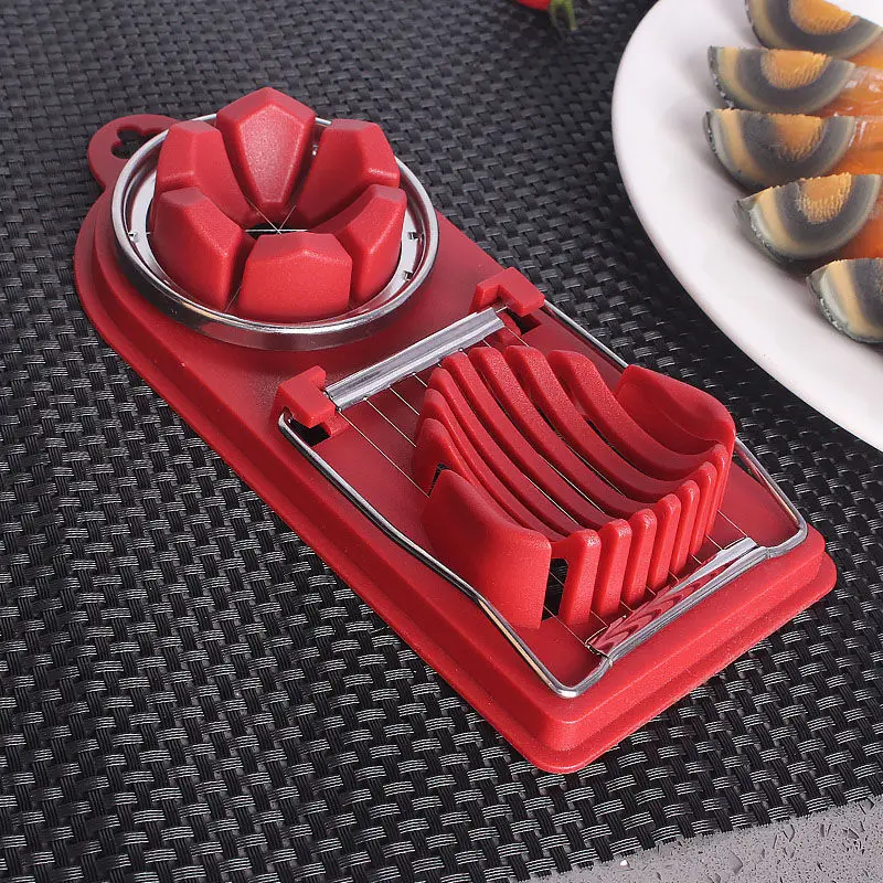 

2 In 1 Egg Cutter Stainless Steel Egg Slicer Sectioner Cutter Mold Flower-Shape Luncheon Meat Cutter Kitchen Gadgets