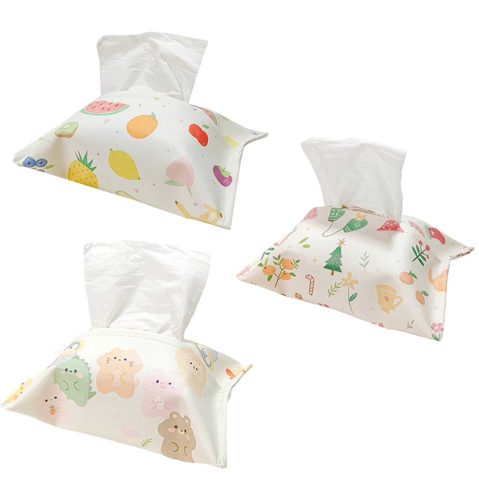 

Leather Tissue Box For Car Car Paper Holder With Useful Lanyard Toilet Paper Case With Lanyard Cute Cartoon Patterns