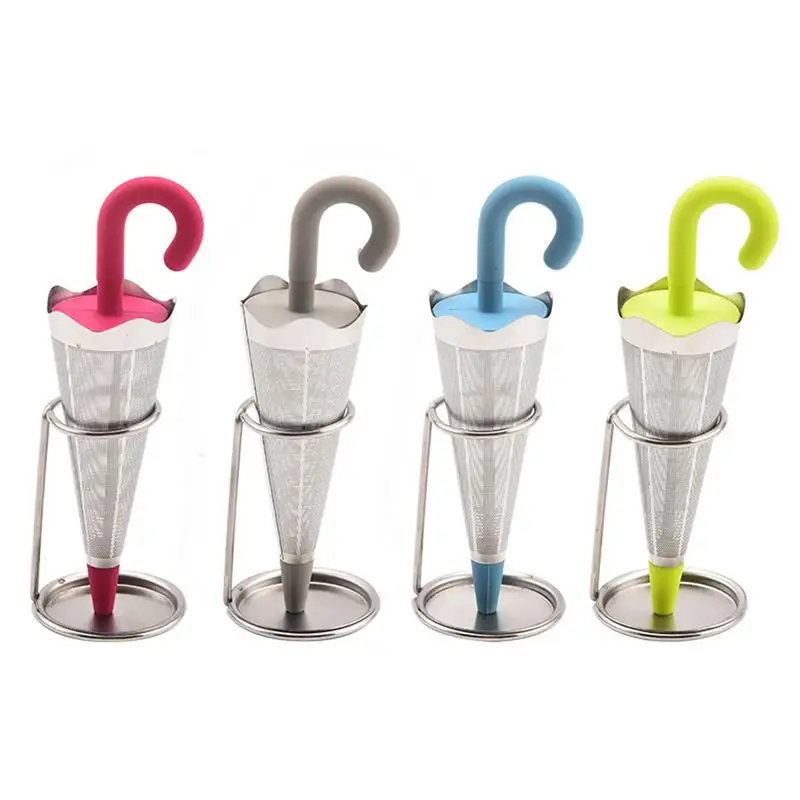 

Tea Infuser Cute Umbrella Stainless Steel Tea Infuser Loose Leaf Teas Strainer Reusable Umbrella Strainer With Drip Tray