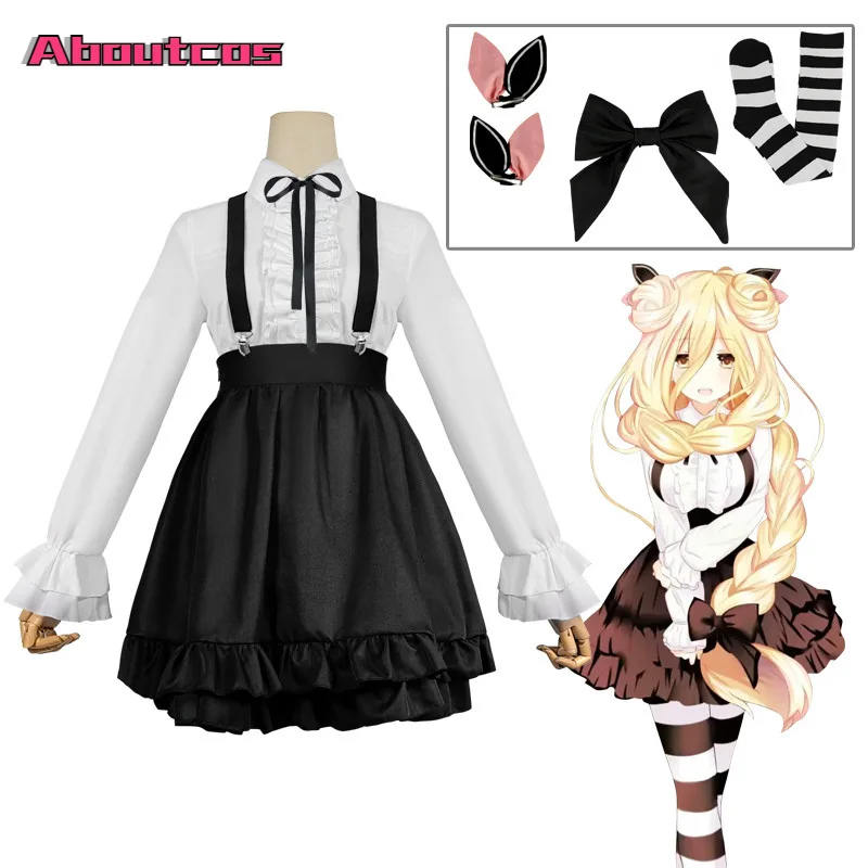 

Aboutcos Anime Date A Live cosplay Hoshimiya Mukuro Cosplay Costume Zodiac Tenth Elf Cute Princess Dress Headwear Socks paty set