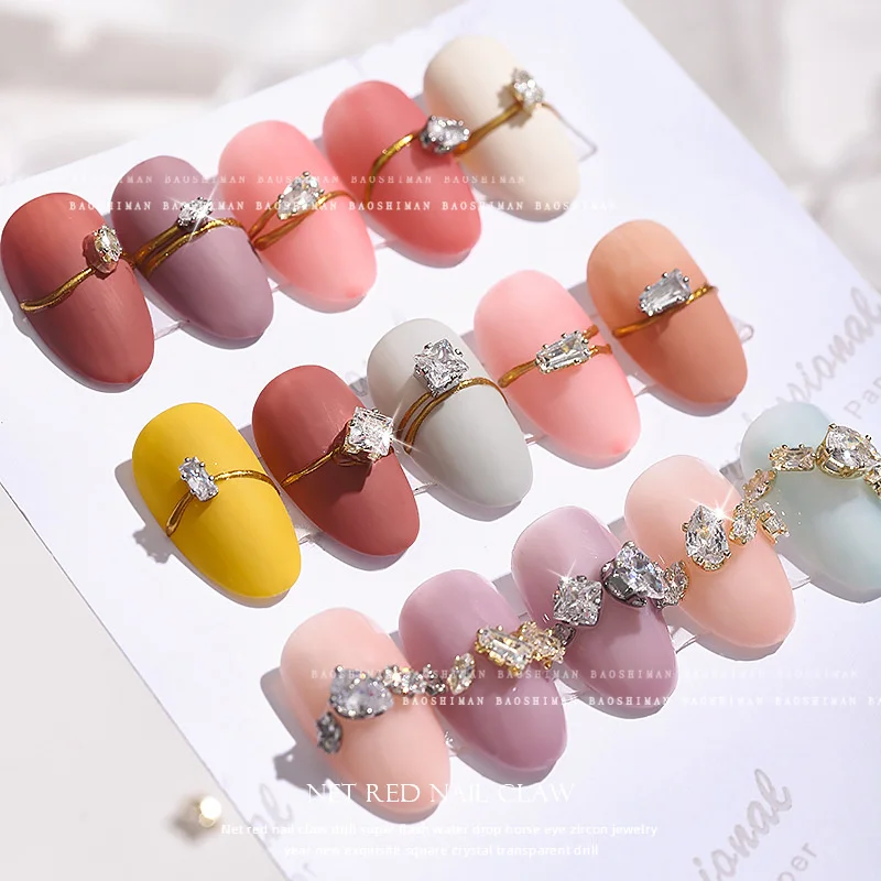 

50pcs Crystal Diamond Nail Art Charms Gold/Sliver Water Drop Zircon Rhinestones Decor Nail Art Supplies For DIY Nail Decorations
