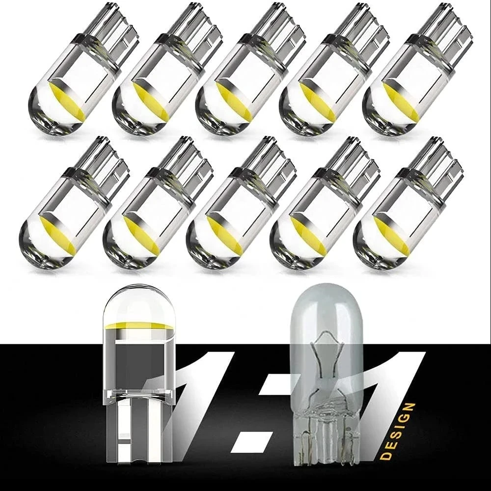 10 шт. W5W Led T10 автомобильный светильник COB стекло 6000K белый Купол Карта дверь