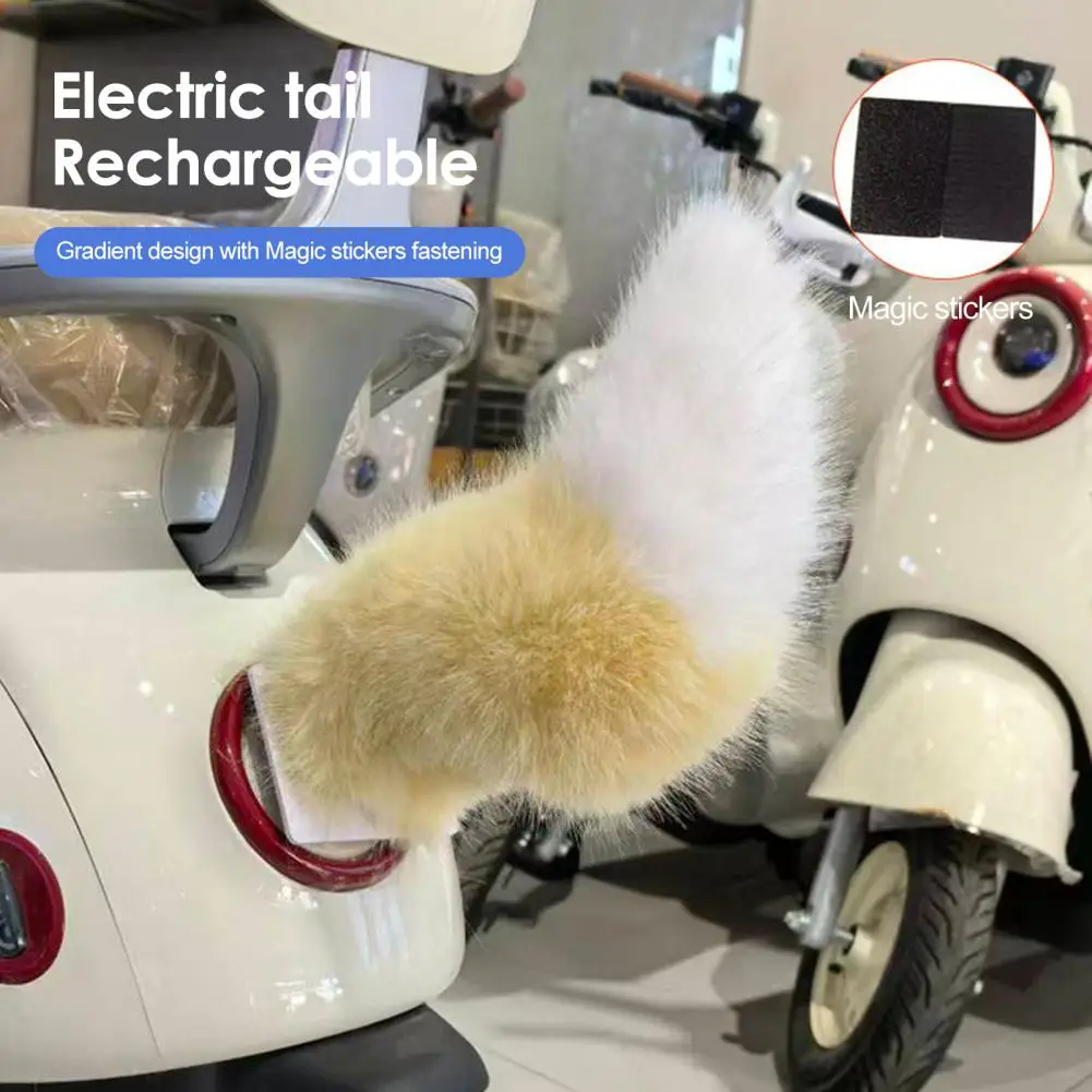 Фото Перезаряжаемый электрический задний фонарь для автомобиля, USB-заряжаемый электрический фонарь-хвост для авто с пультом ДУ, пушистый №4