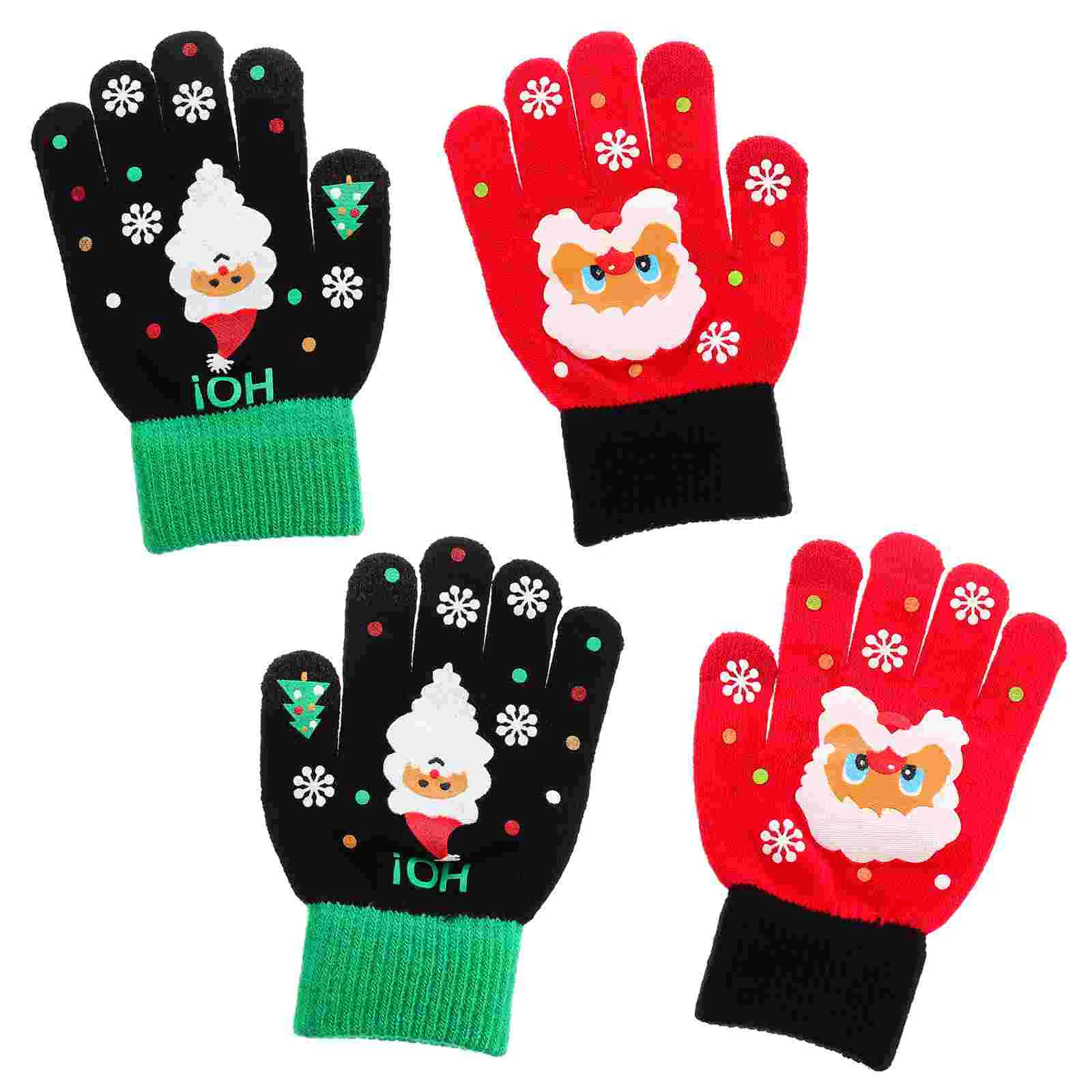 

Gloves Full Christmas Winter Kids Finger Warm Knitted Santa Mittens Hand Red Present Snowboard Youth Gifts Fingers Windproof