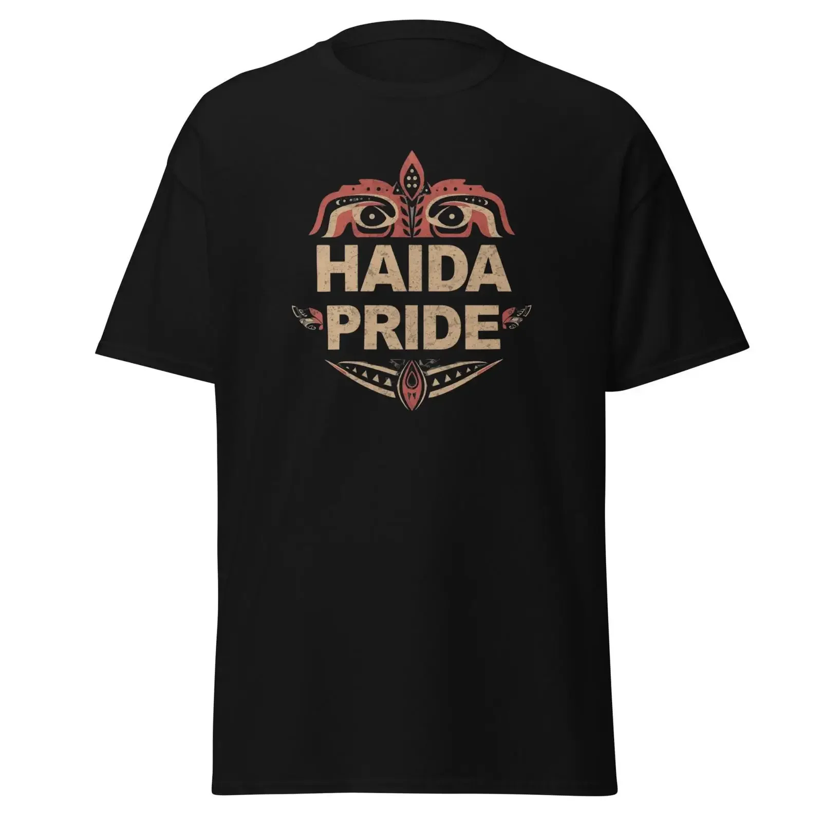 Фото Футболка Haida Pride в стиле Northwest Coast Formline Art, винтажная, с эффектом потертости, универсальная, эластичная, дизайнерская одежда, удобная, для мужчин. №1