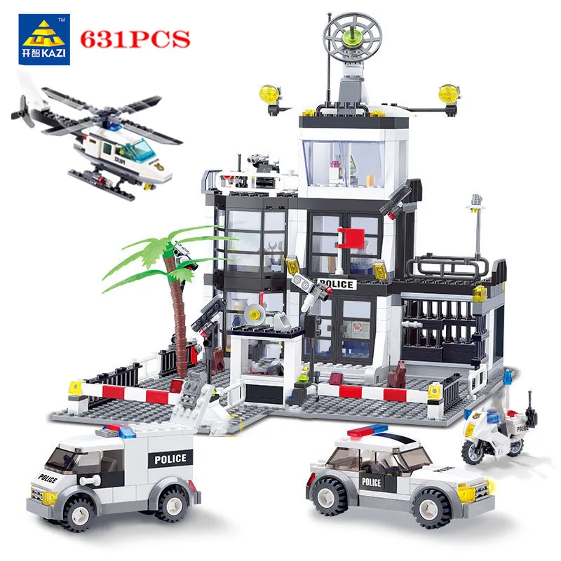 

Building Blocks City Police Chase Truck Car Mobile Prison Heilicopter Motorcycle Kits Kid Toy Children Patrol Station Sets