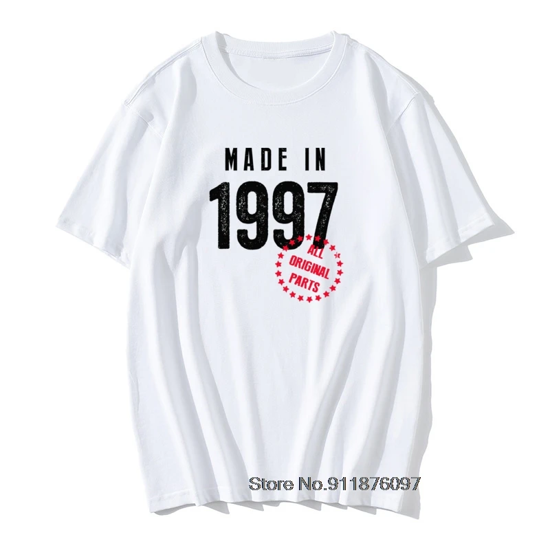 

Vintage Born In 1997 Birthday Men T Shirt 24 Years O-Neck 100% Cotton TShirts Retro Hip Hop Tees Boyfriend gift