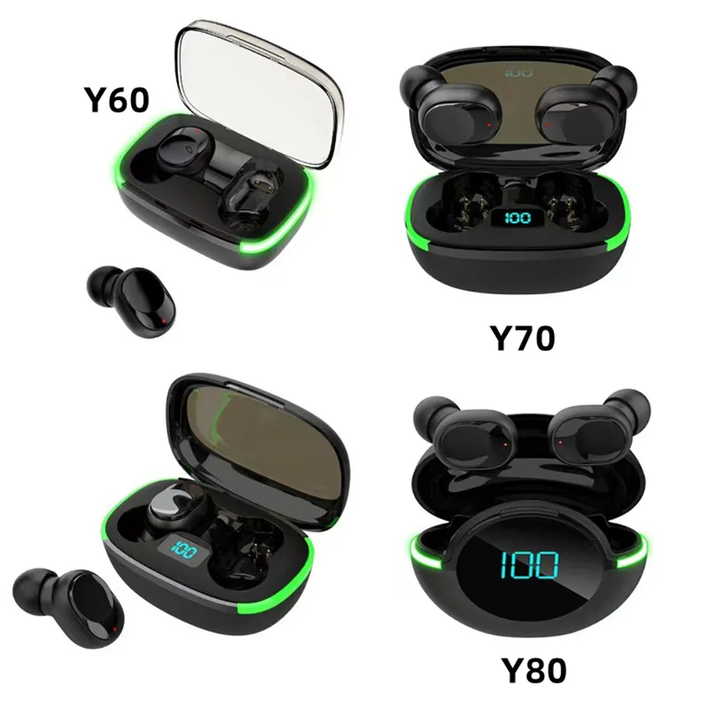 

TWS Y60 Y70 Y80 Bluetooth5.1 Earphones Wireless Headphones LED Display Stereo Headset Sports Earbuds With Mic Noise Reduction