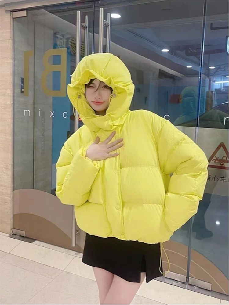 Зимний тренд фиолетовая утолщенная теплая укороченная куртка на молнии с 90%