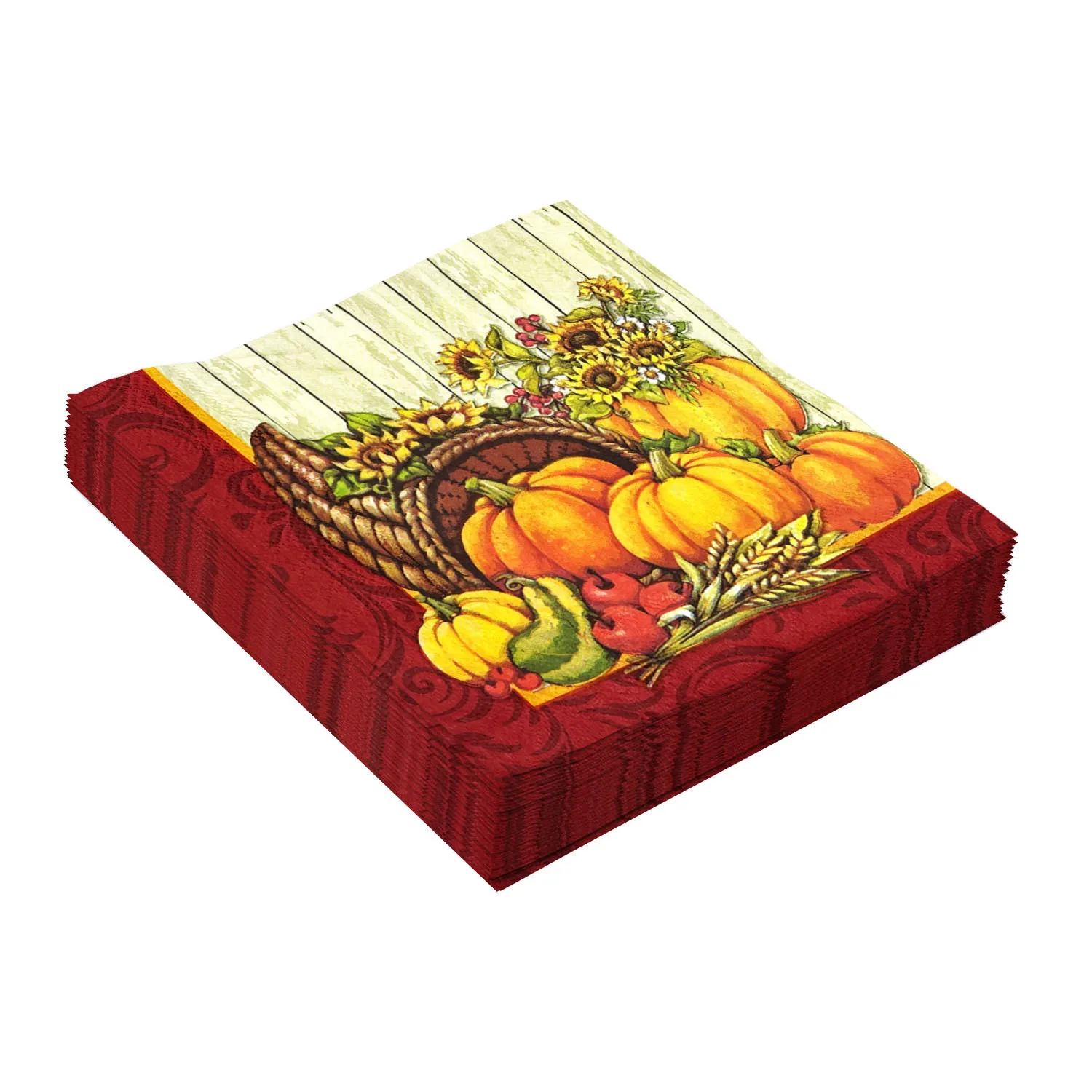 

100 шт., одноразовые бумажные салфетки с тыквой, 33 х33 см