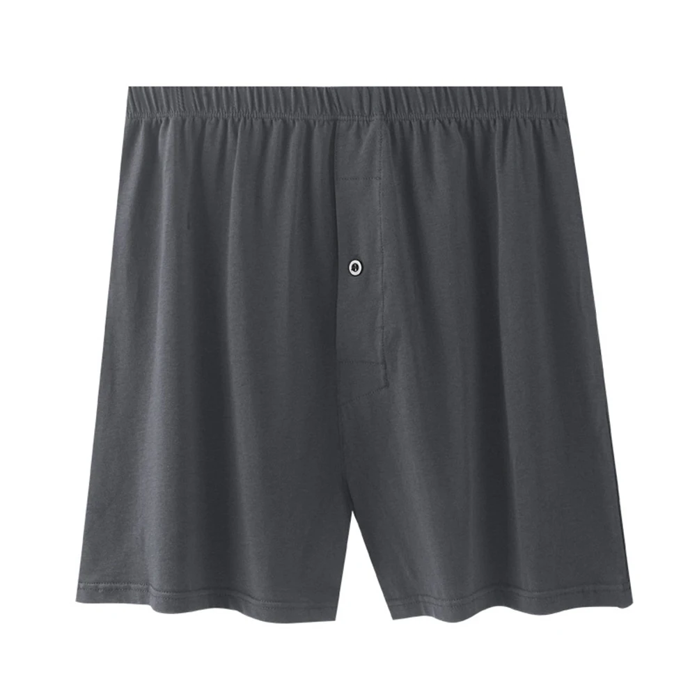 Men Cotton Soft Boxer Briefs Button Open Penis Underwear Shorts Trunks Breathable Underpants Absorbent Elastic Long Boxershorts