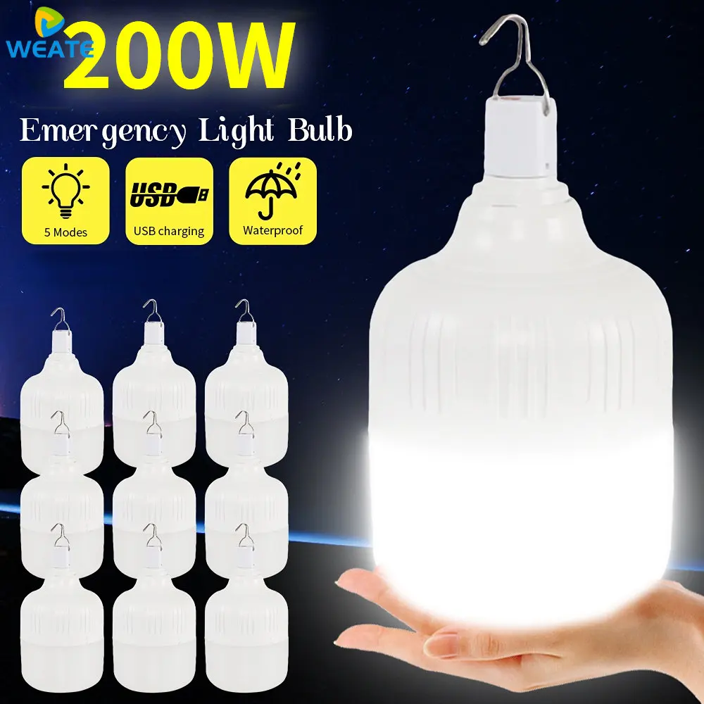 

Emergency lights portable rechargeable led mobile flashlight tent lampwith hook for camping fishing patio balcony garden