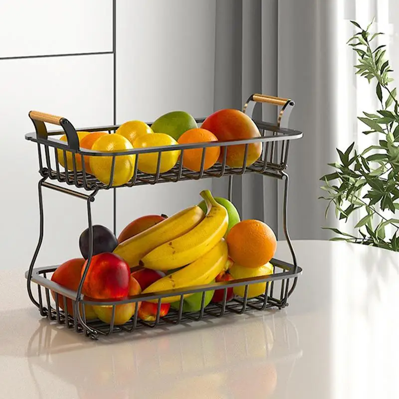 

New Metal Fruit Basket Kitchen Accessories Organizer Storage Wire Basket Stand For Storing Vegetables Bread Rack Organizadores