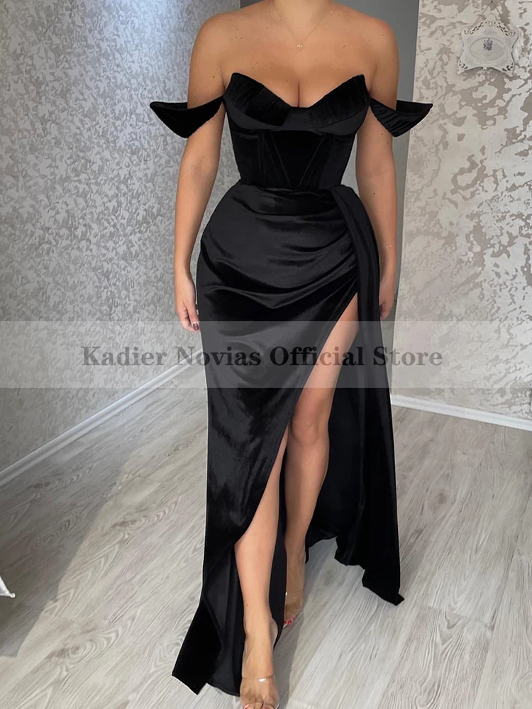 

Kadier Novias длинные сексуальные черные вельветовые вечерние платья русалки с юбкой для выпускного вечера вечерние платья