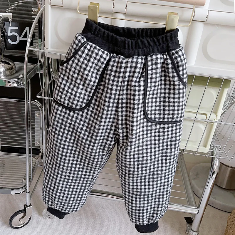 Купи New Pants for Kids Autumn Trousers Enfant Garcon Kids Fashion Fleece Plaid Black Coffee Pants Baby Girls Boys Pants 12M-7T за 804 рублей в магазине AliExpress