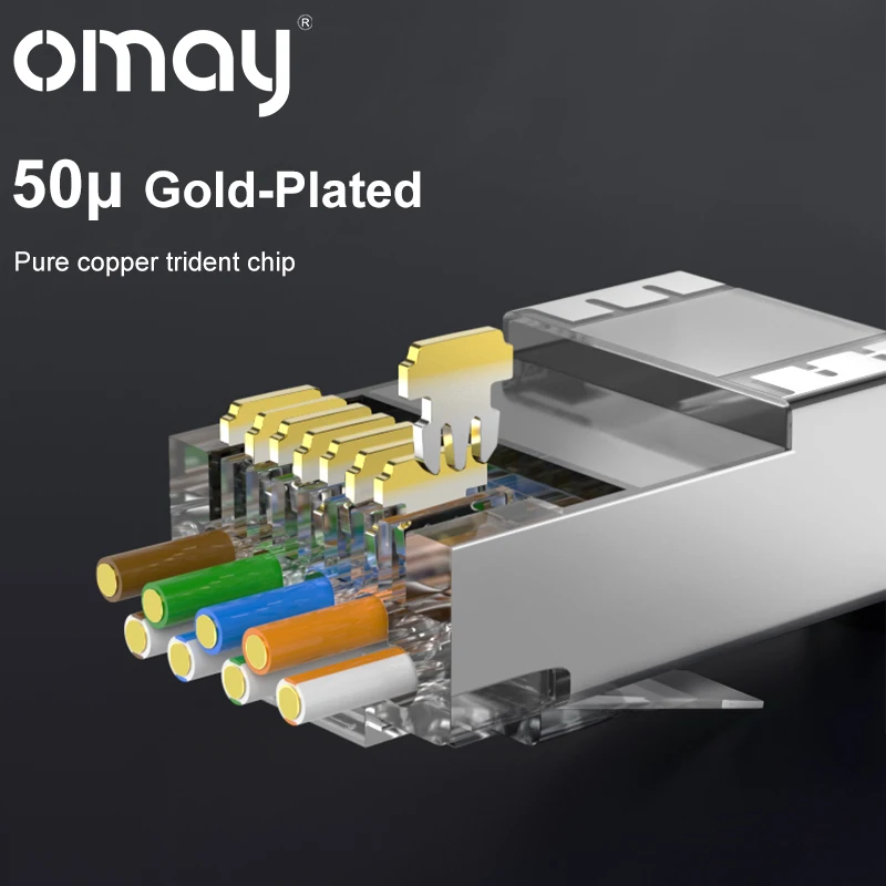 

CAT7 Shielded 10Gbps STP RJ45 Modular Plug Connector with load bar, 50u Gold-plated Support 23-26AWG