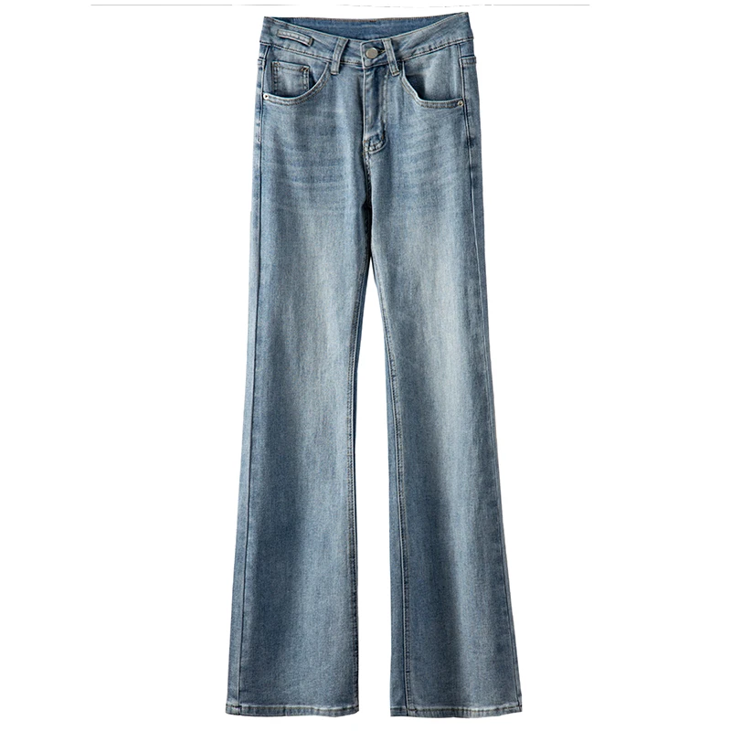 

Summer Flare Pants Full Length Skinny Jeans High Street Distressed Zipper Fly Pantalon Pour Femme Streetwear Women Fashion