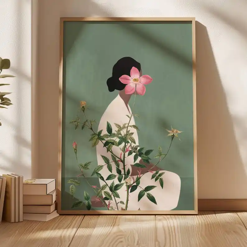 

Абстрактная цветочная голова картина на холсте HALFLEMART