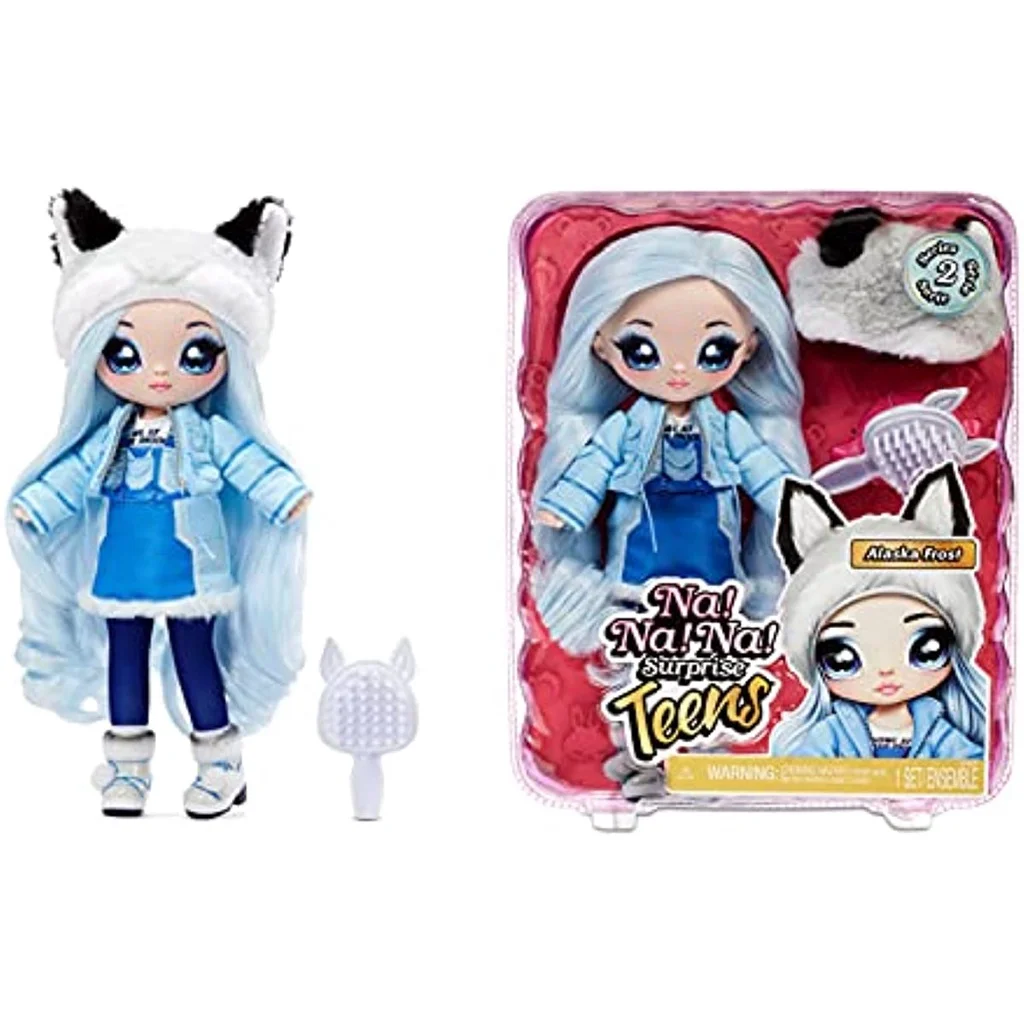 

Na! Na! Na! Surprise Teens 11" Fashion Doll Alaska Frost,Gretchen Stripes, Soft, Poseable, Blue Hair, Adorable Animal-Inspired W