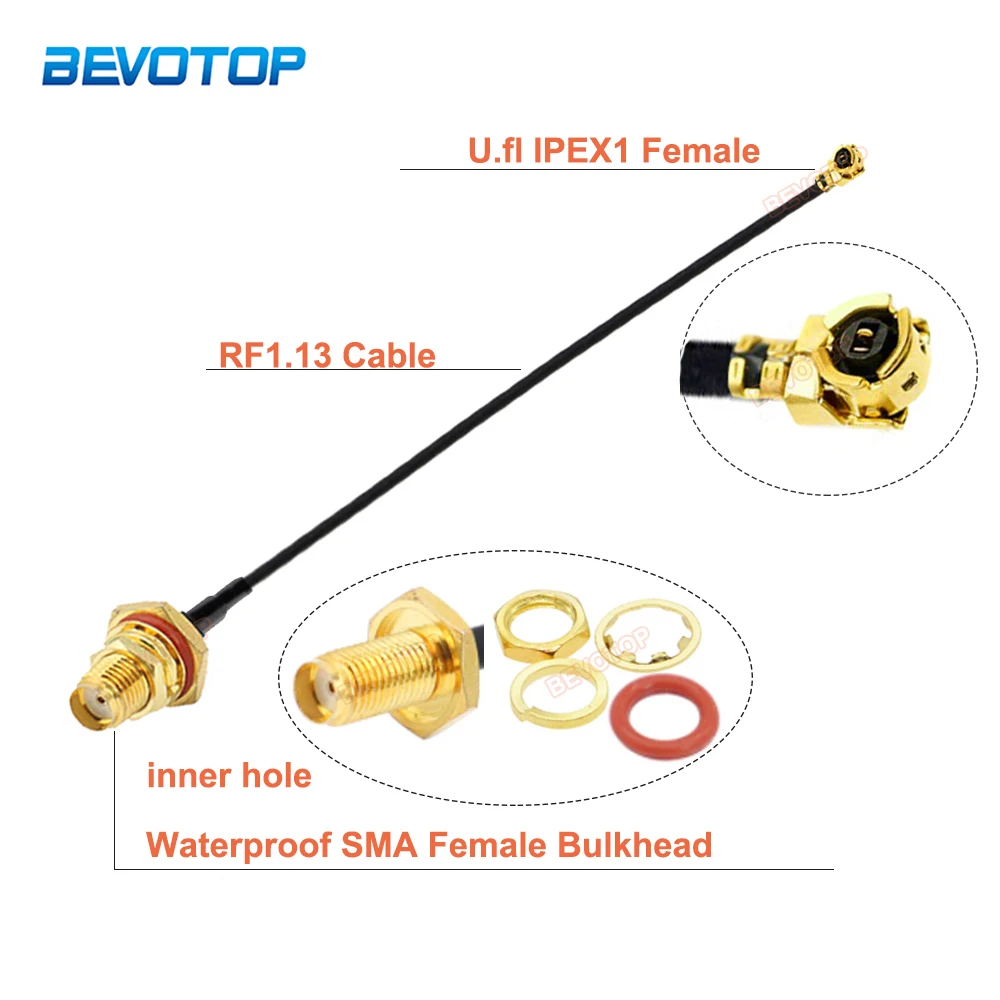 

2Pcs/ Lot Waterproof SMA Female Jack to IPX U.fl IPEX1 Female WIFI Antenna Extension Cord RF1.13 Pigtail RF Coaxial Jumper