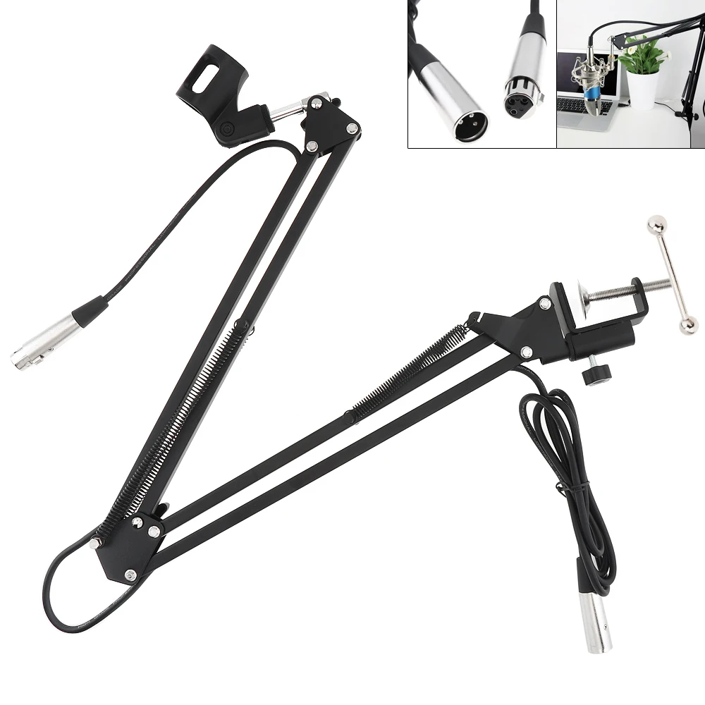 

Metal Adjustable 31.5"/80cm Studio Recording Microphone Arm Stand with Microphone Clip + Table Mounting Clamp + 2.5m Audio Cable