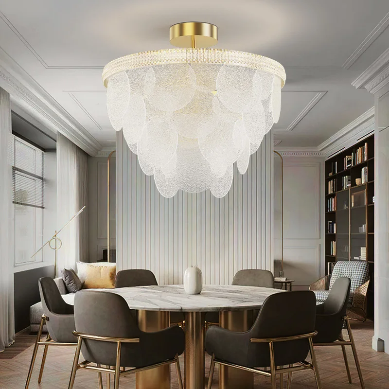

American Light Luxury Chandelier Living Room Lamp 2023 New Postmodern Glass Crystal French Dining Room Bedroom Lamp For Kitchen