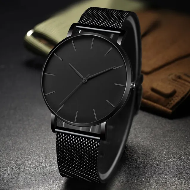 2023 Minimalist Men Fashion Ultra Thin Watches Simple Men Business Stainless Steel Mesh Belt Quartz Watch Leisure Men Watch 1