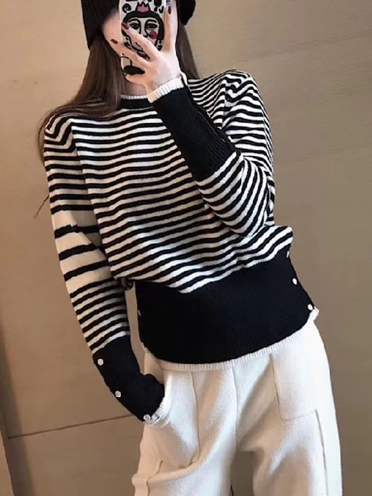 

Женский свитер в полоску, универсальный пуловер в стиле ретро, Осень-зима 2022