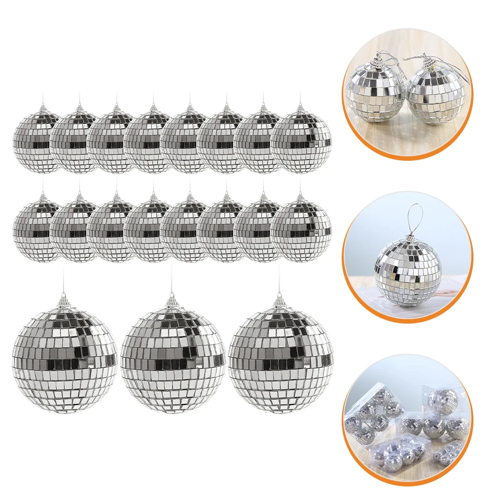 

24 Pcs Decorative Tree Reflective Mirror Balls Christmas Ornament Pendant Disco Decoration Props Cloth Glasses