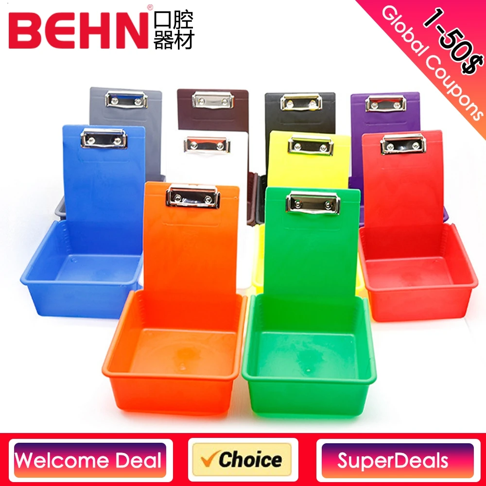 

5pcs Dental Durable Case Lab Storage Box Colourful PP Plastic Work Tray Pans Clip Holder Dentistry Tool Material Endodontic