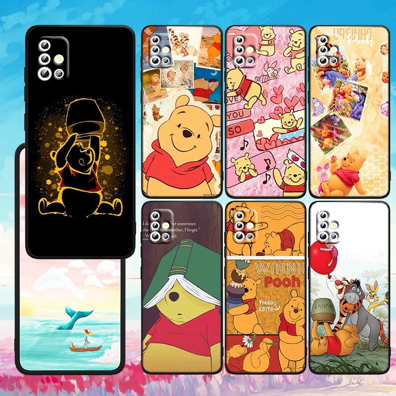 

Phone Case For Samsung A73 A72 A71 A53 A52 A51 A42 A33 A32 A23 A22 A21S A13 A12 A03 5G Disney Winnie the Pooh Black Cover