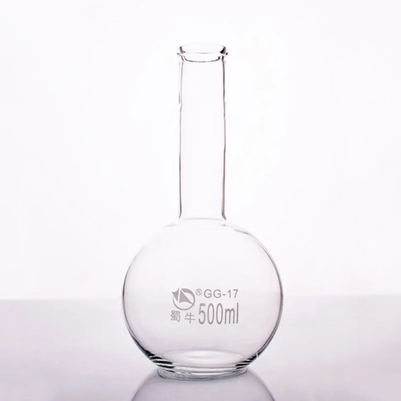 

SHUNIU Boiling flask flat bottom long narrow neck 500mL, Long neck flask with normal mouth