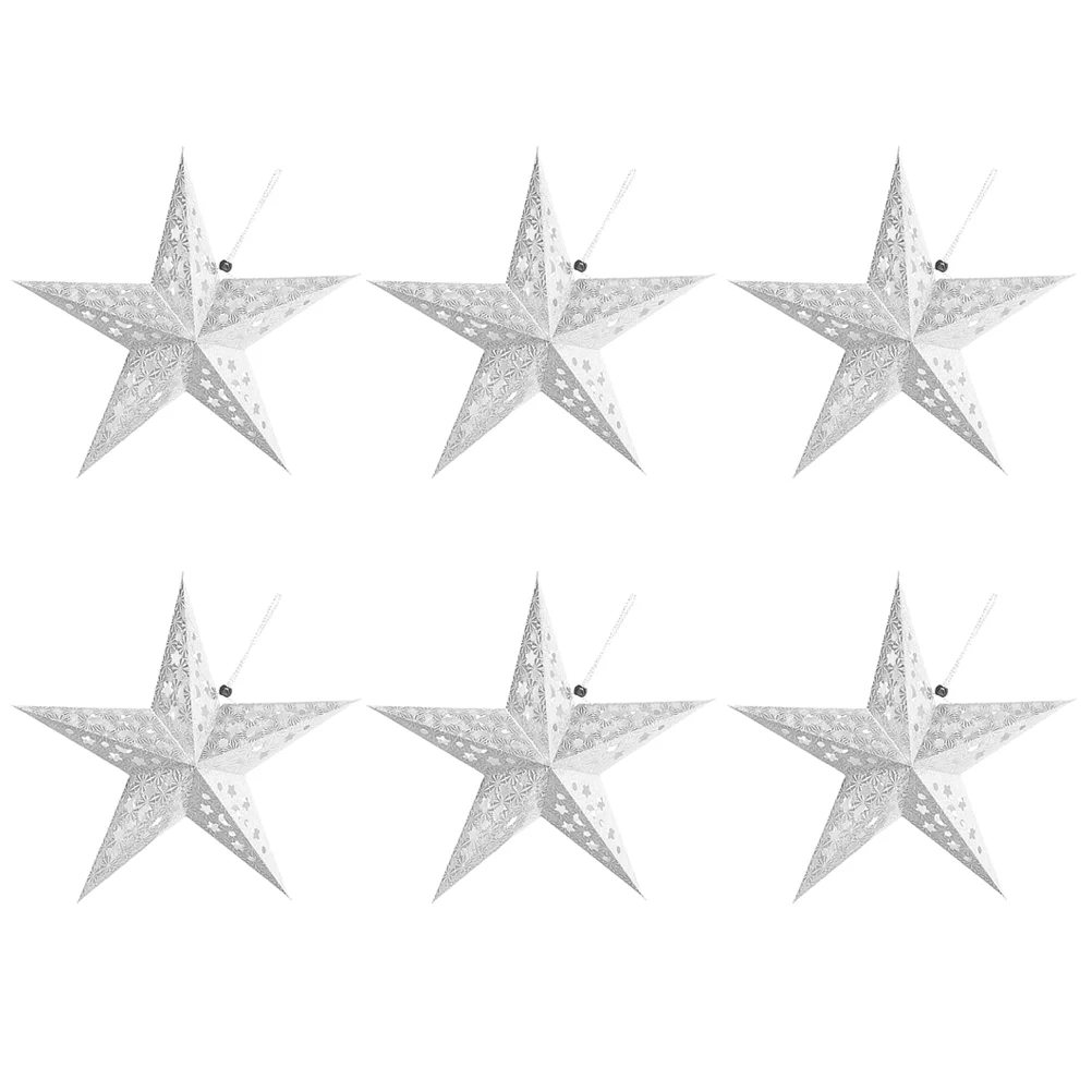 

6 Pcs Origami Star Lampshade Interior Decoration Chandelier Shades Pentagram Ornament Astetic Room Exquisite Paper Pendant 3D