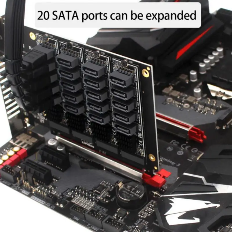 

Универсальный 6g 5-портовый адаптер расширения жесткого диска Plug And Play Pci-e к Sata адаптер карты для Os /windows/linux практичный