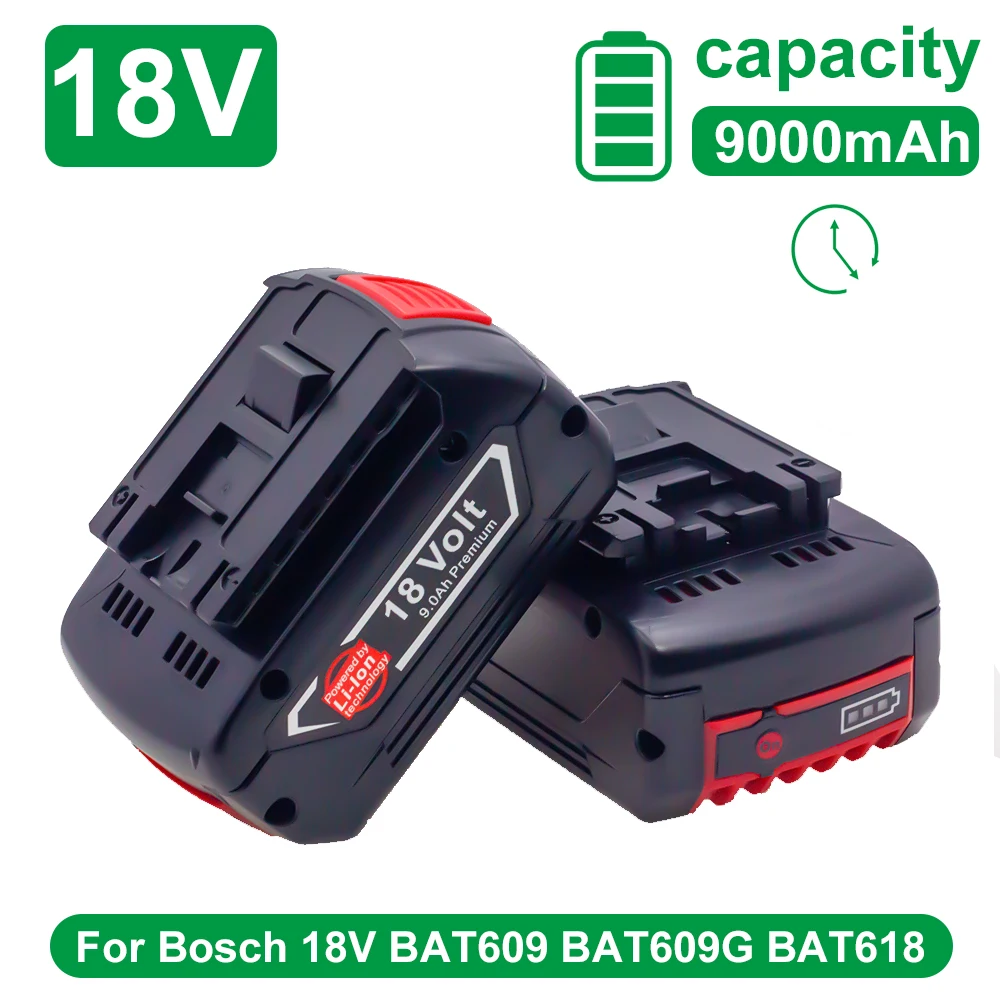 

Аккумуляторная литий-ионная батарея 18 в 9 а для Bosch 18 в, резервный аккумулятор для электроинструмента, 9000 мАч, портативная замена, BAT609, светов...