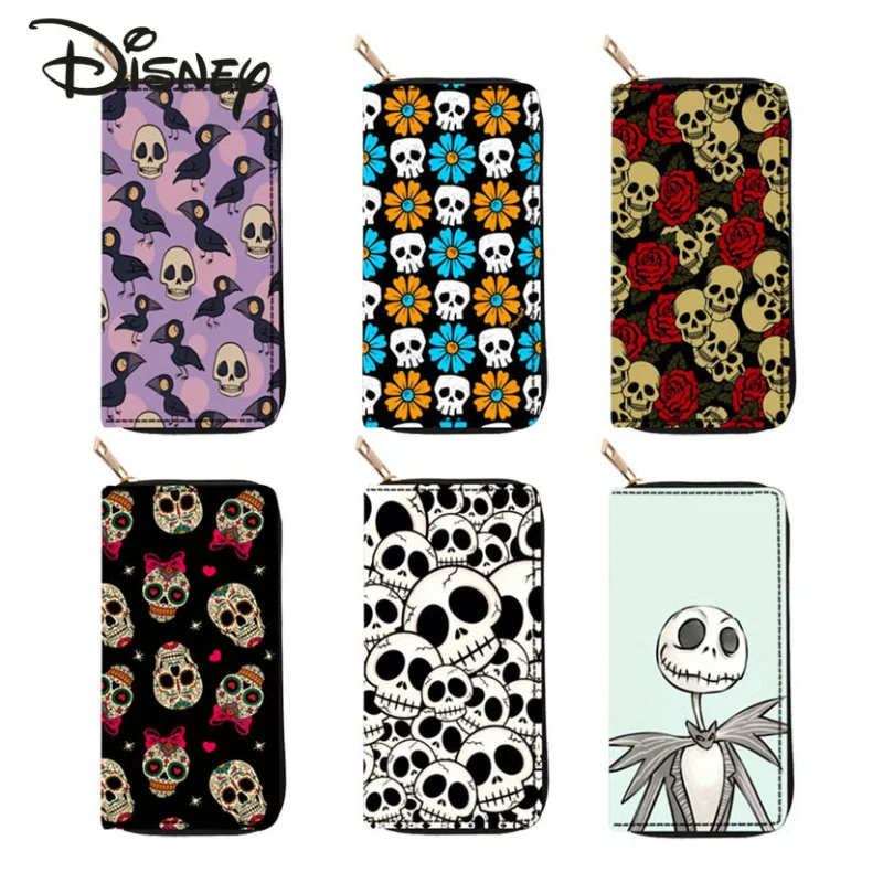 Disney Halloween Skull Fashion Women's Wallet High Quality Multifunctional Storage Card Bag Cartoon Long Men's Zero Wallet