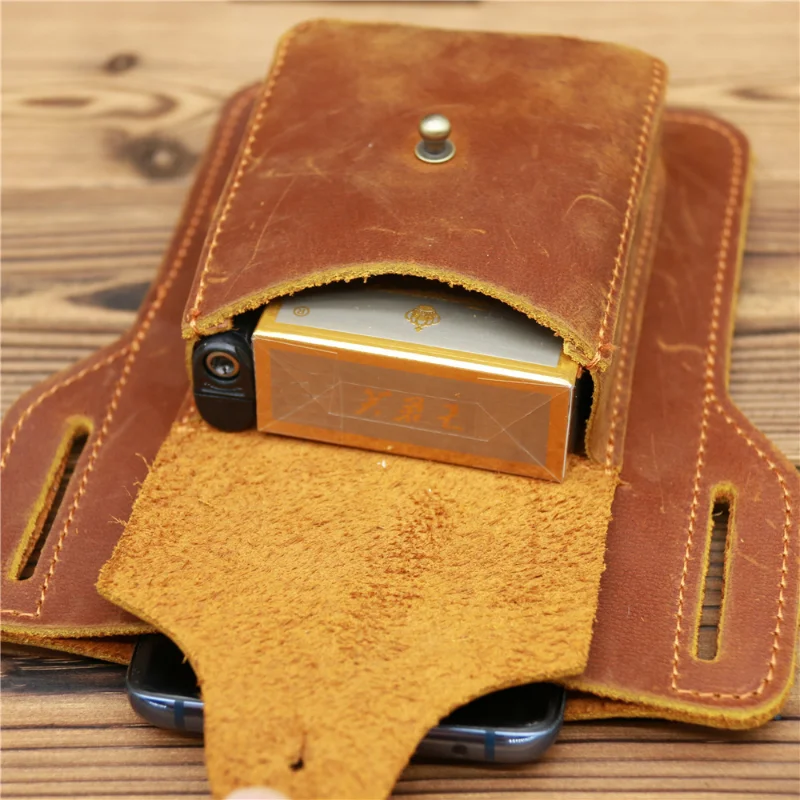 Men's Double Phone Bag Hanging Waist Bag Multifunctional Tools Sports Running Outdoor Site Real Belt Cover Anti-loss