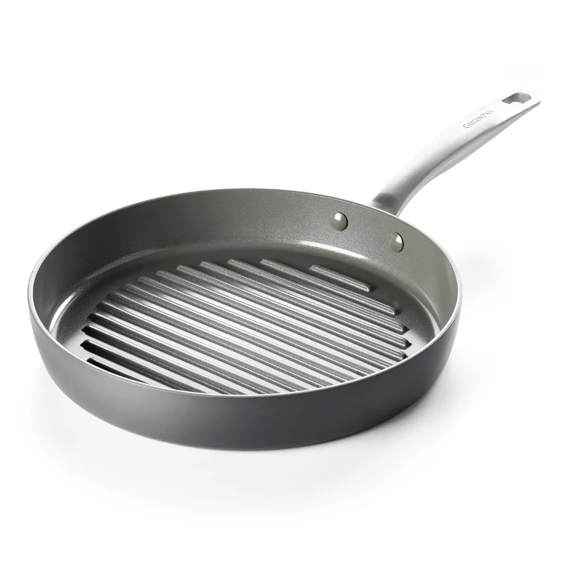 

GreenPan Chatham Healthy Ceramic Nonstick 11" Round Grillpan, Gray