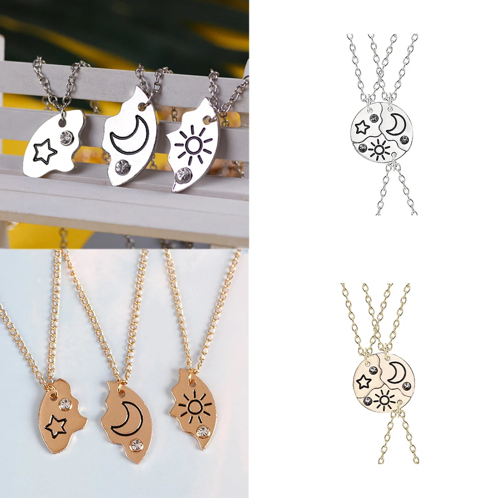

3/4 Pcs Star Moon Chain Best Friend Pendant Necklace Sister Friendship Choker Men And Women Party Jewelry Accessories Gift
