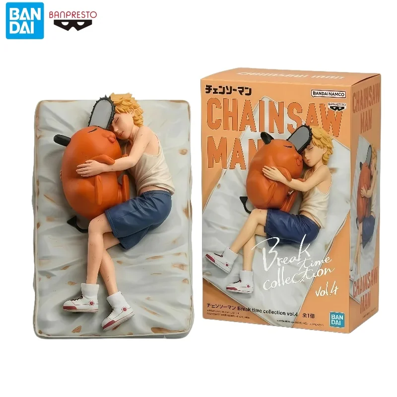 Фото В наличии 100% оригинальная коллекционная фигурка Banpresto Chainsaw Man Denji & Pochita Break Time Vol.4, аниме-фигурка для декора рабочего стола и дома, подарки. №1